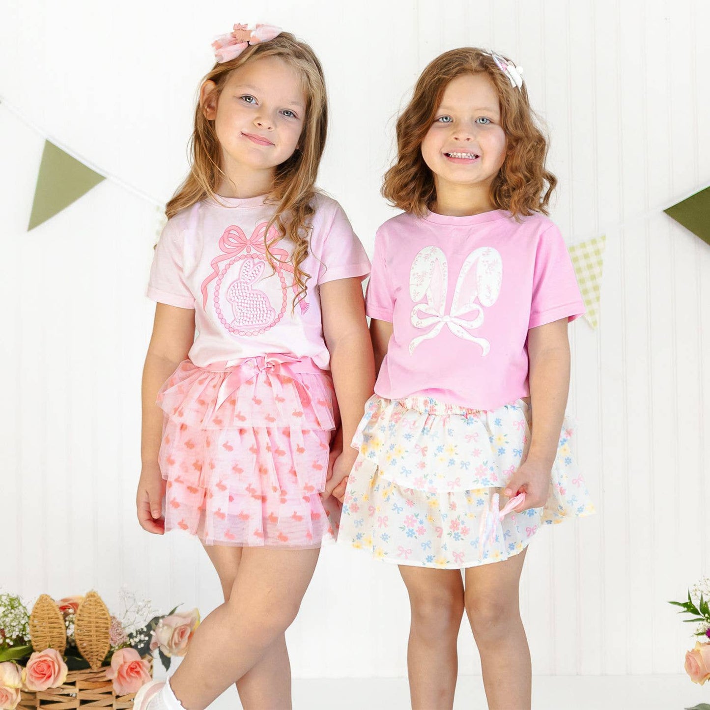 Sweet Wink - Lace Bunny Bow Patch Easter Short Sleeve T-Shirt - Kids