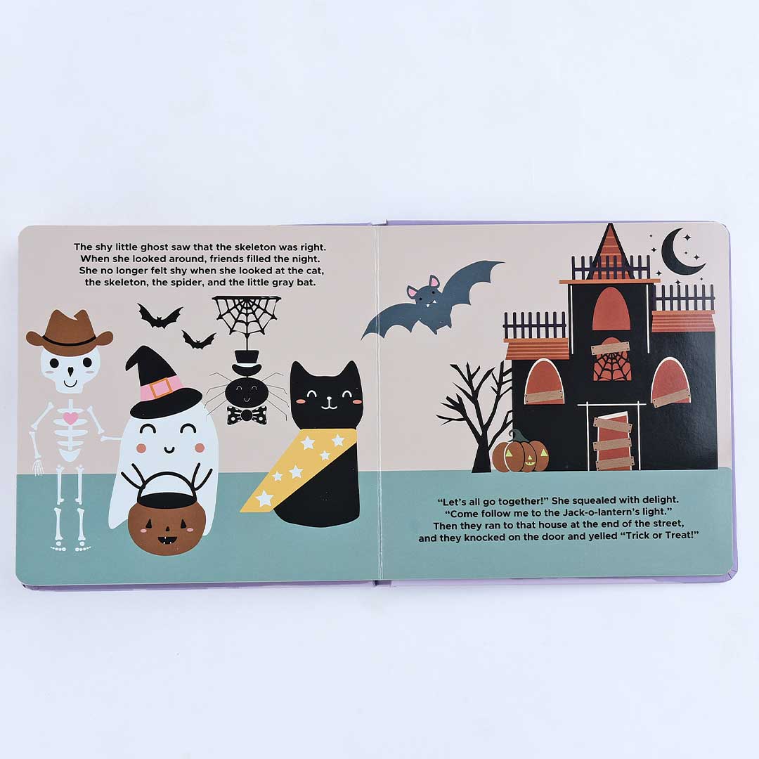a page that looks in to the "shy little ghost" board book.