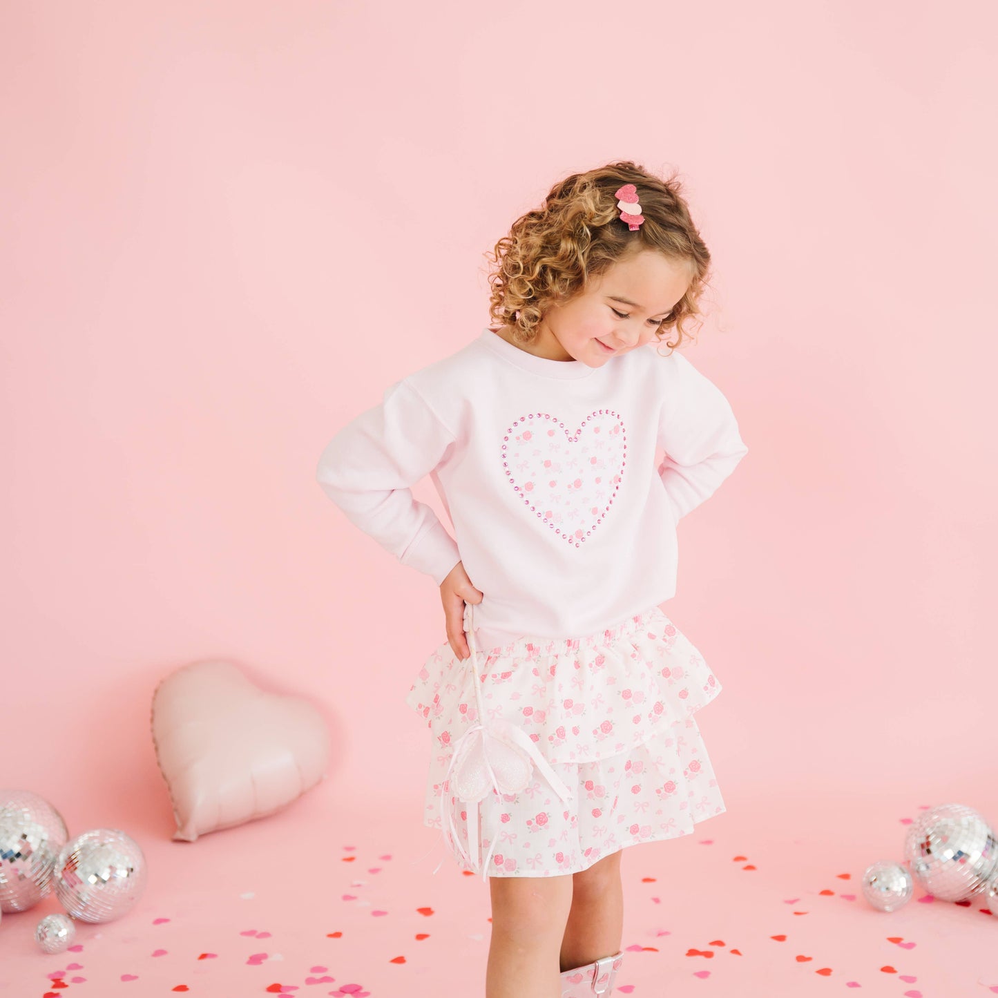 Sweet Wink - Pink Sparkle Hearts Valentine's Day Clip - Hair Accessories