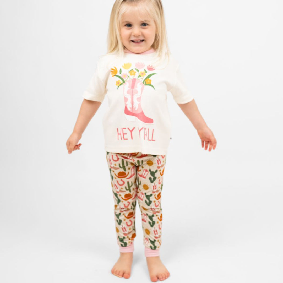 Hey Y'all Western Cotton Ringer Toddler Short Sleeve Shirt