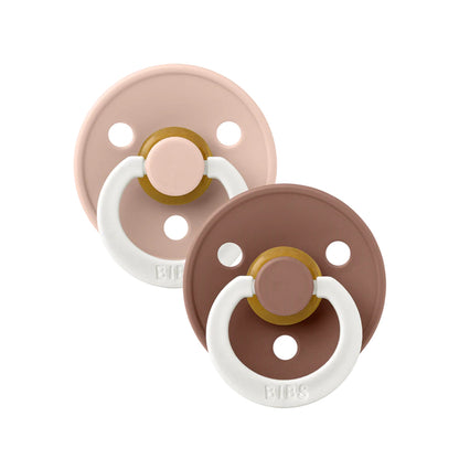 BIBS - Colour GLOW 2 Pack Pacifiers - Blush/Woodchuck