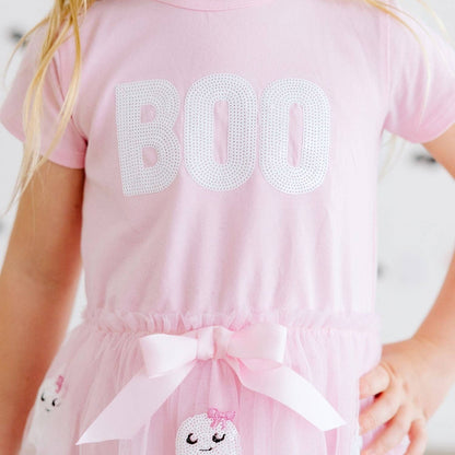 Sweet Wink - Boo Sequin Patch Halloween Short Sleeve Tutu Dress