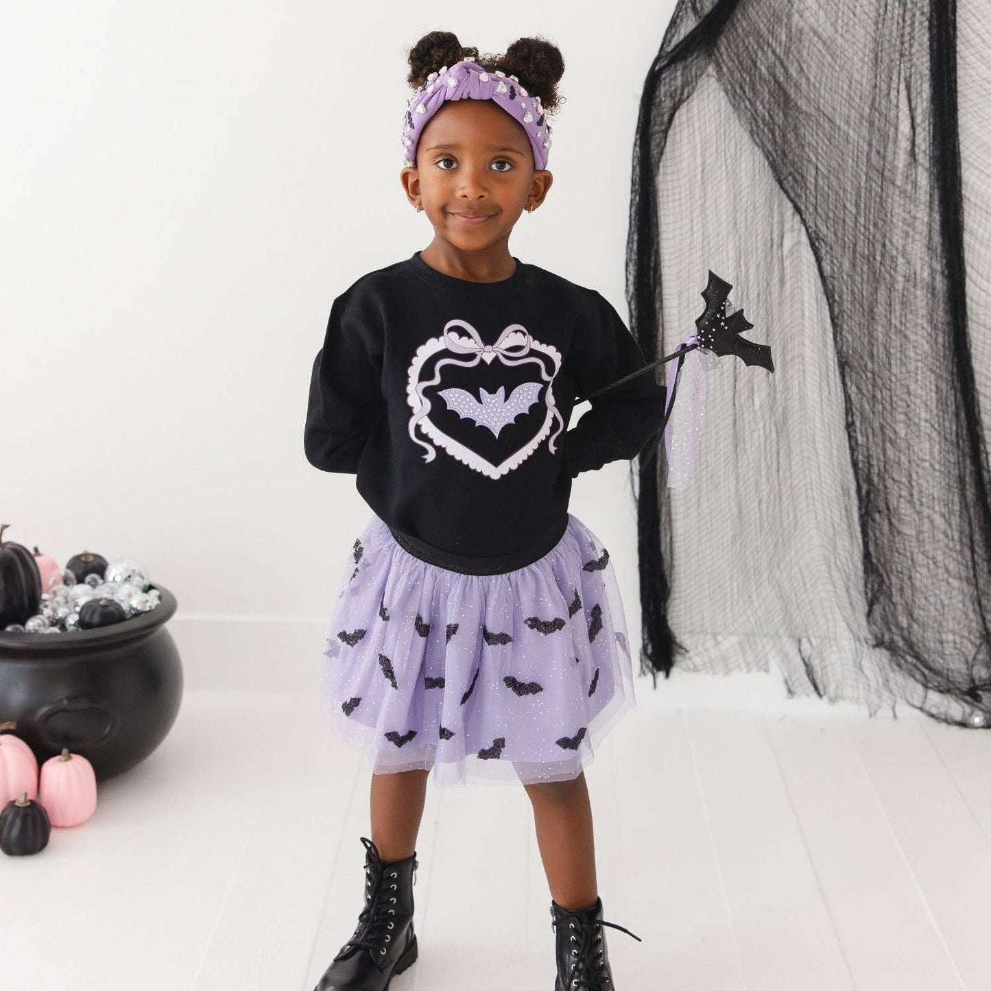 Sweet Wink - Bat Halloween Gemstone Headband - Kids Hair Accessories