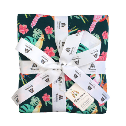 Isla Botánica Tropical Birds Twin Size Bamboo Blanket
