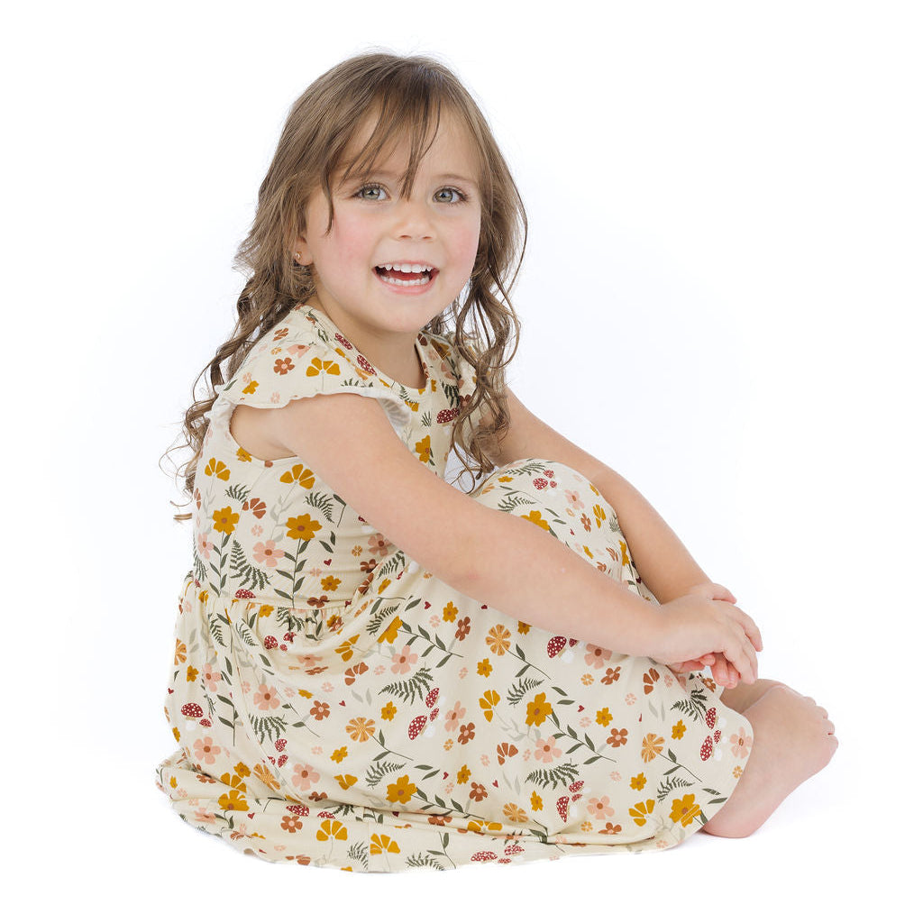 Toadstool Garden Short Sleeve Bamboo Twirl Dress