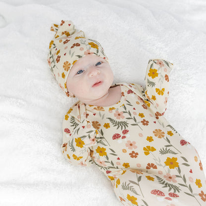 Toadstool Garden Bamboo Gown and Hat Newborn Baby Gift Set