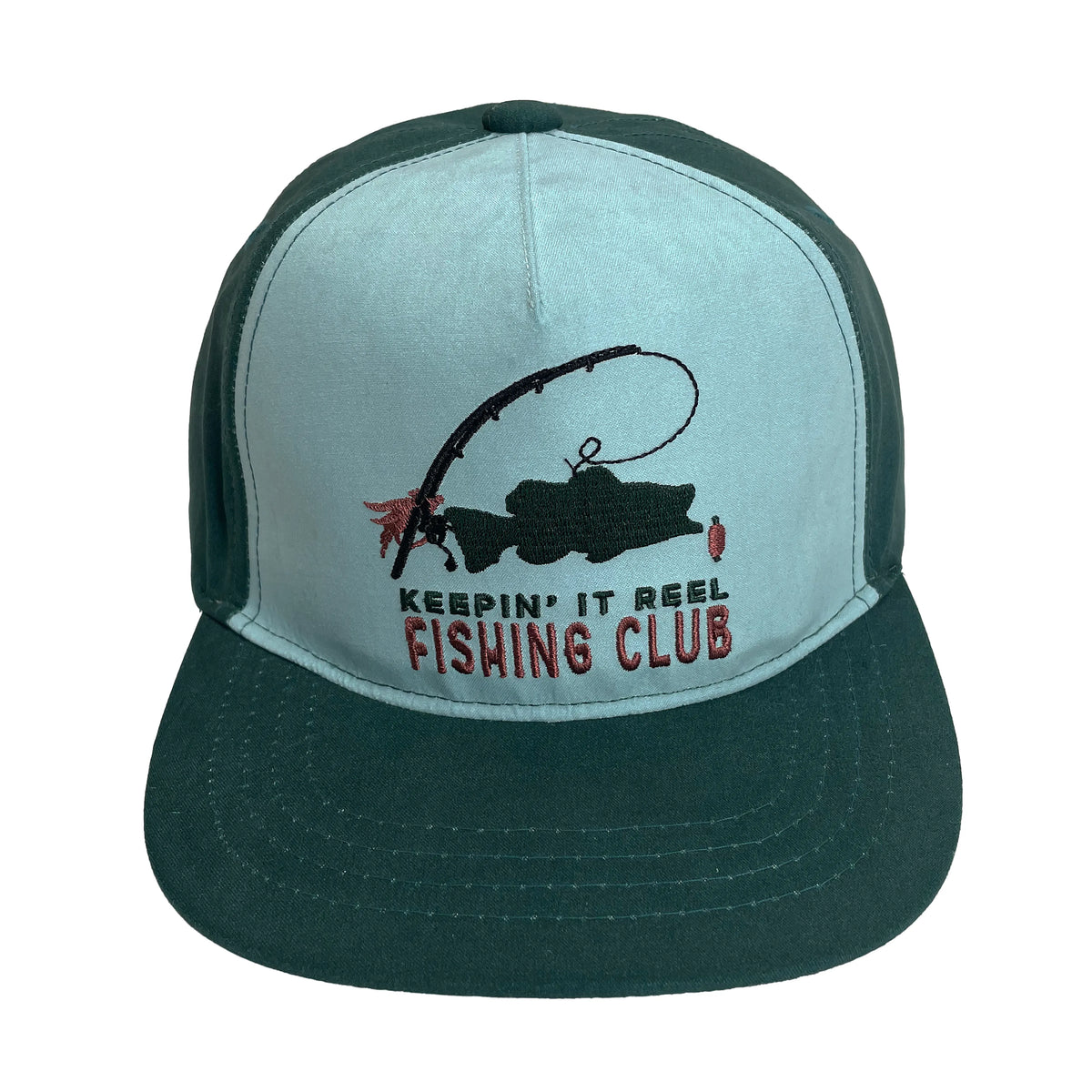 blue hat with fish graphic