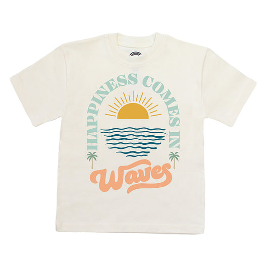 Happiness Comes In Waves Organic Cotton Toddler Short Sleeve Shirt