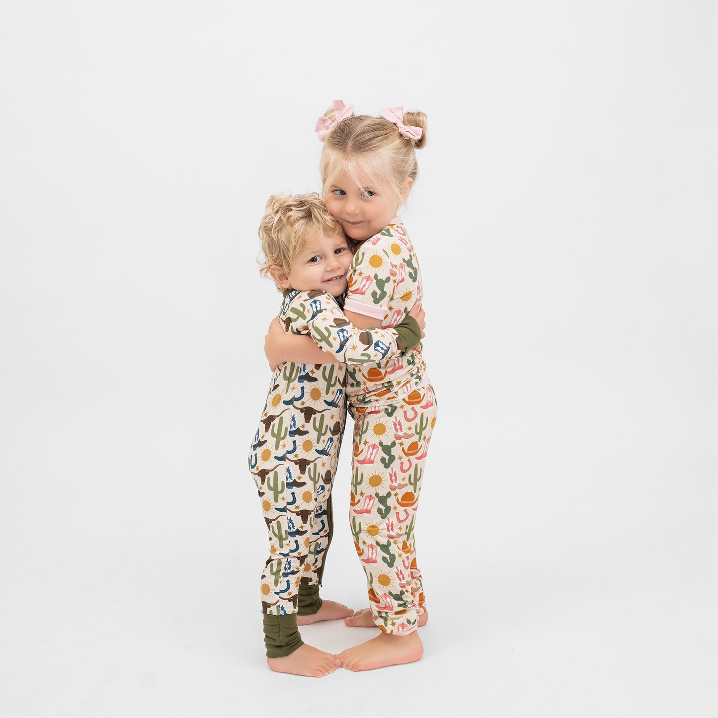 Hey Y'all Western Bamboo Short Sleeve Kids Pajama Pants Set