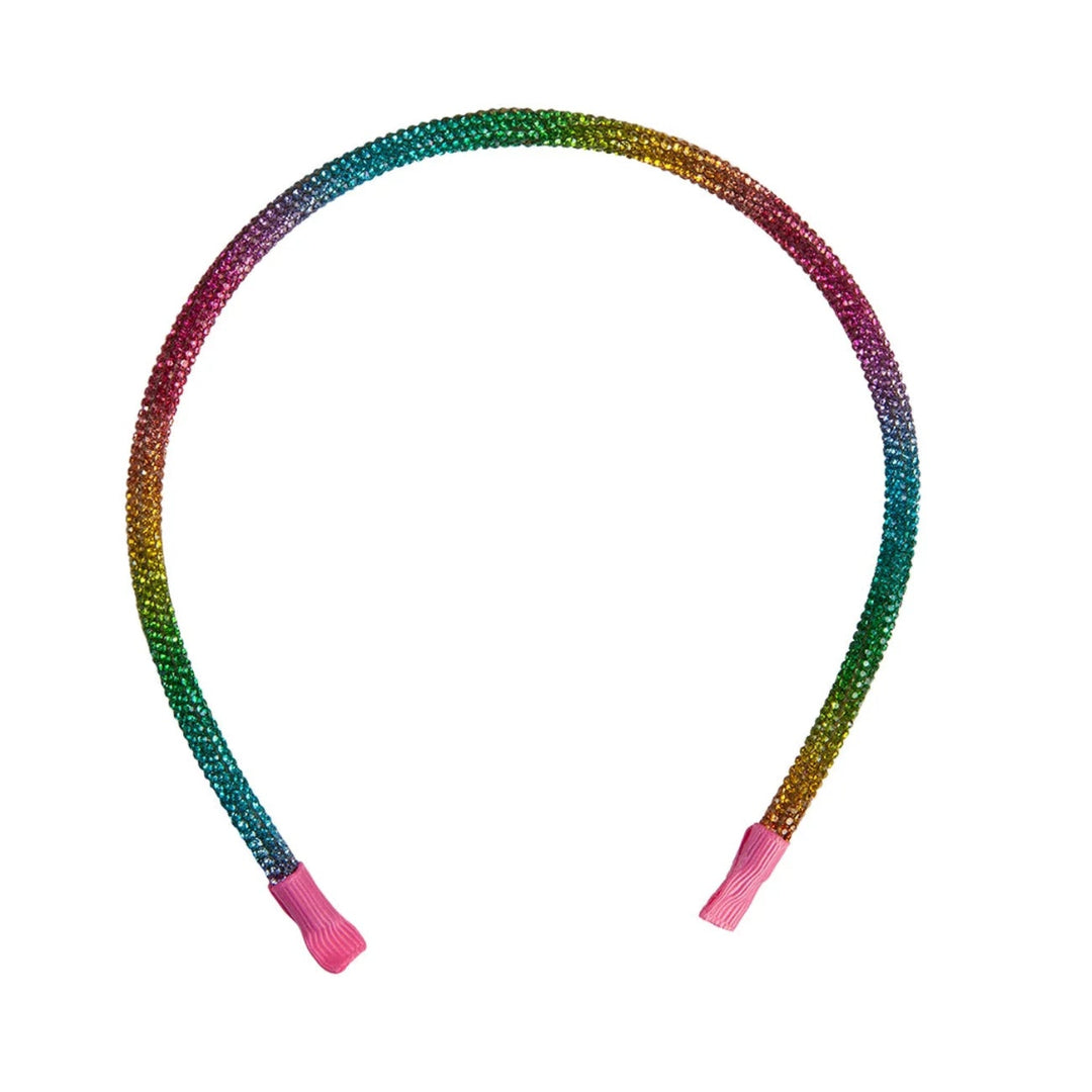 headband covered in fabric with rainbow rhinestones from Great Pretenders