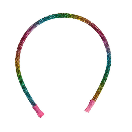 headband covered in fabric with rainbow rhinestones from Great Pretenders
