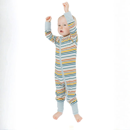 Autumn Stripes Bamboo Convertible Footie Romper