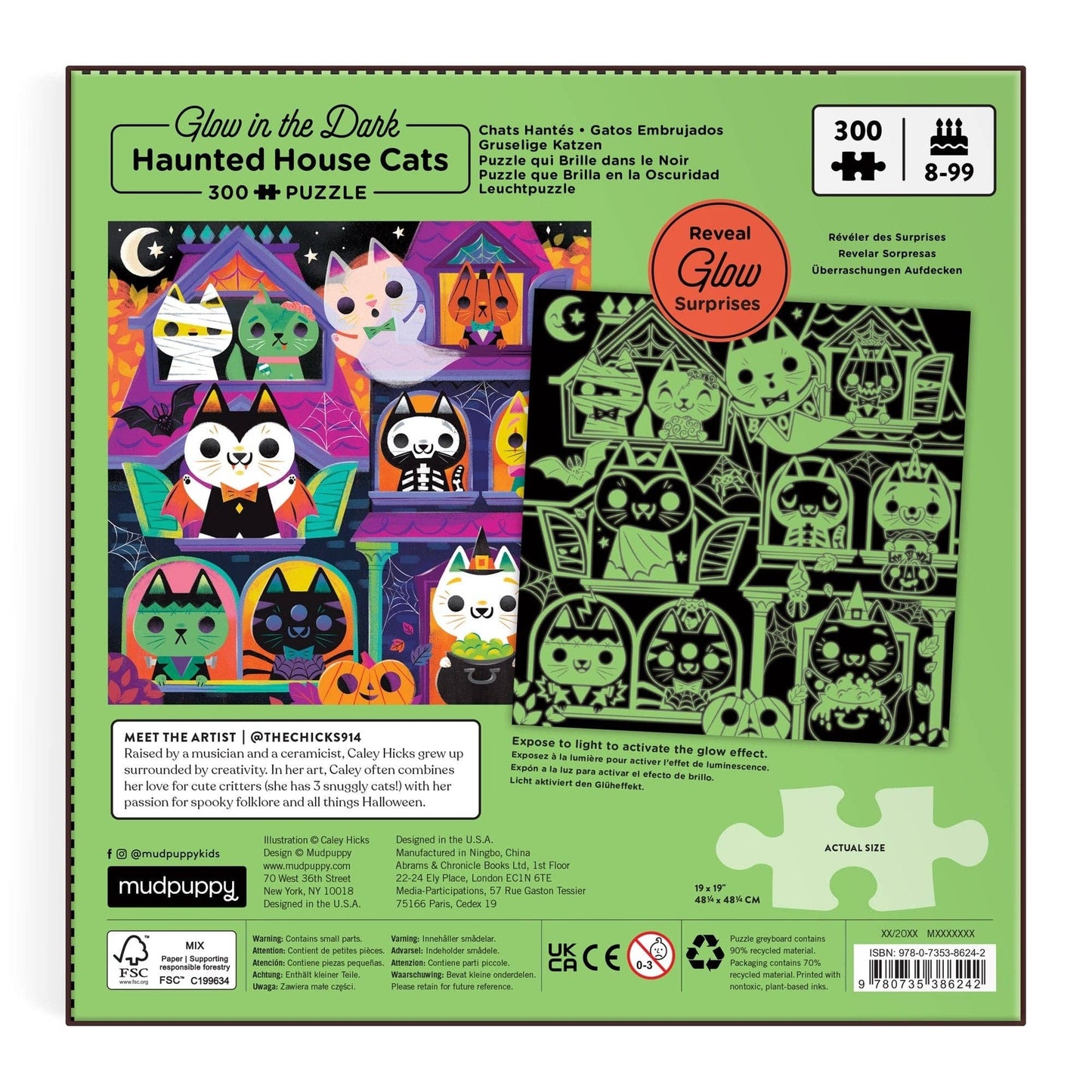 Chronicle Books - Haunted House Cats 300 Piece Glow in the Dark Puzzle