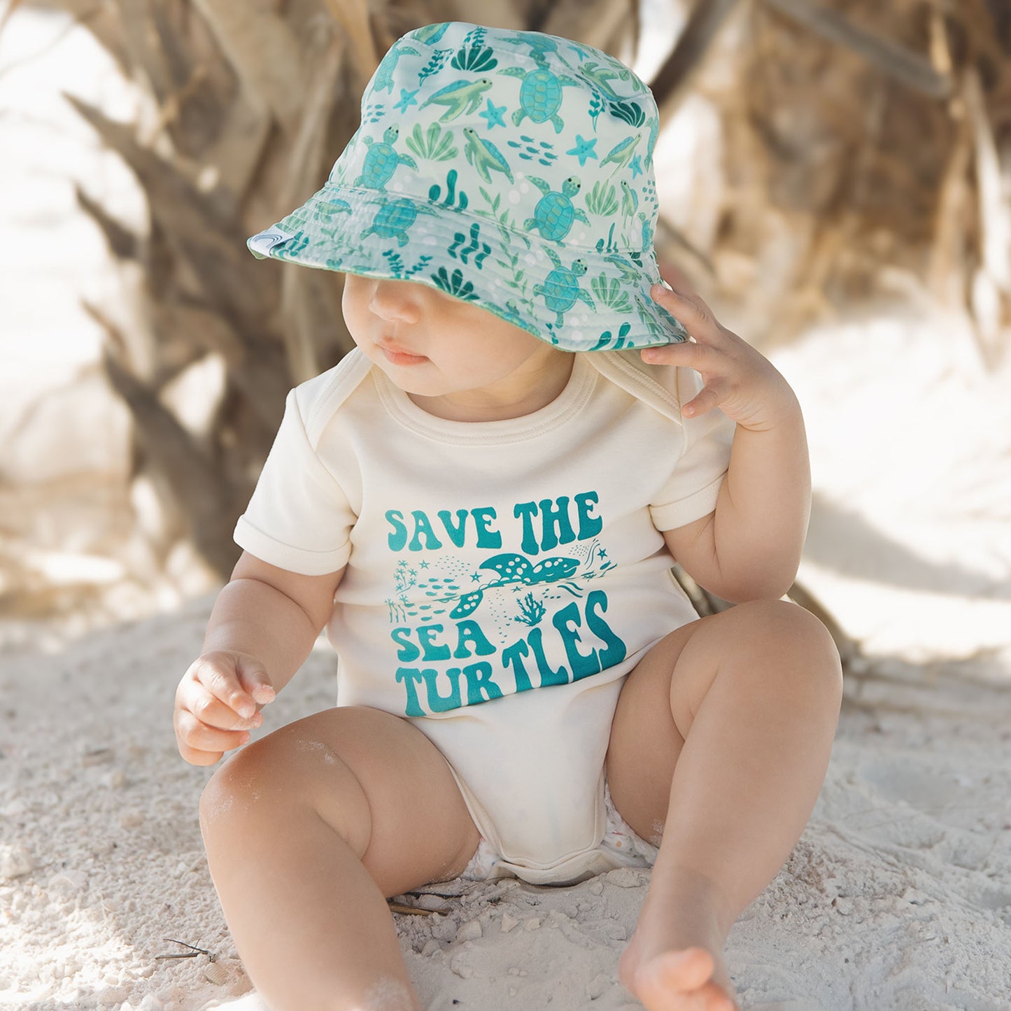Save the Sea Turtles Cotton Baby Bodysuit
