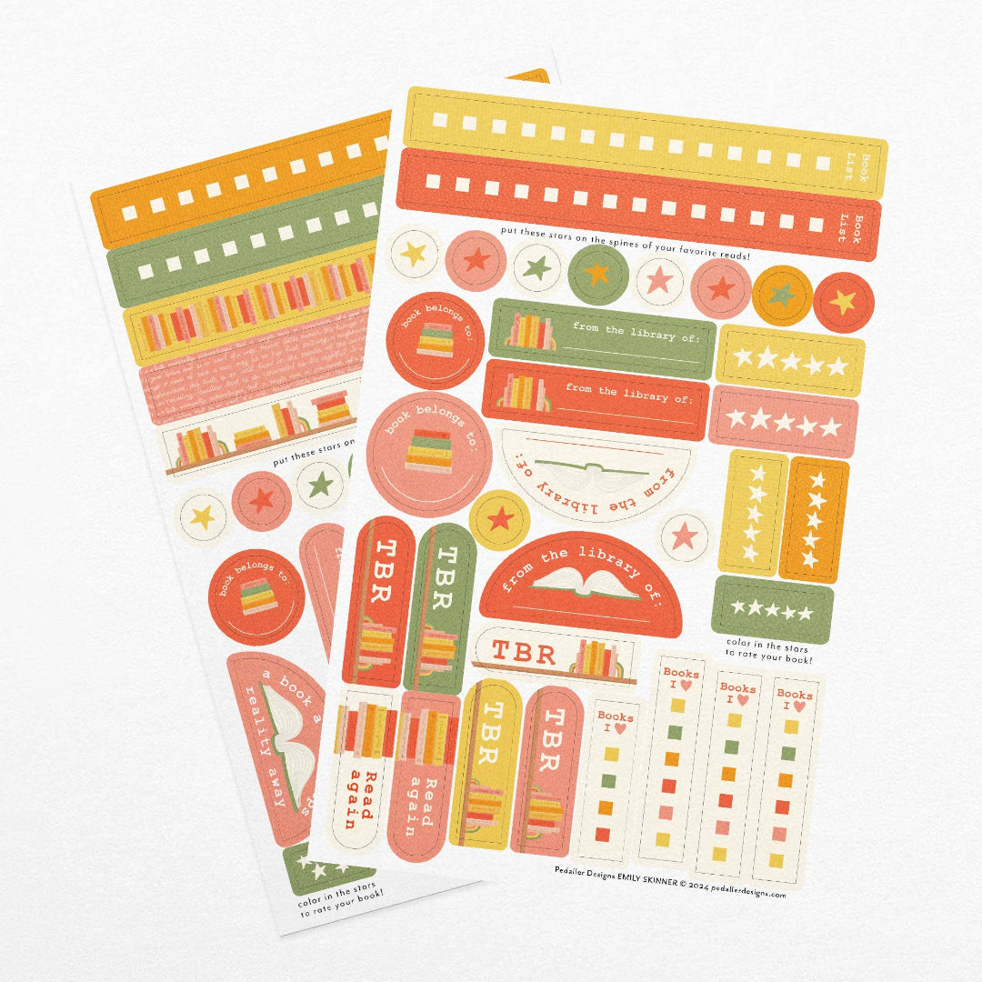 book themed stickers for journaling