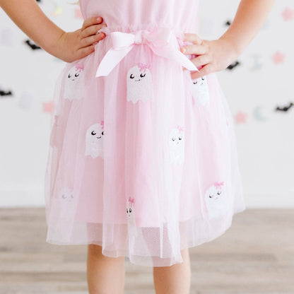 Sweet Wink - Boo Sequin Patch Halloween Short Sleeve Tutu Dress