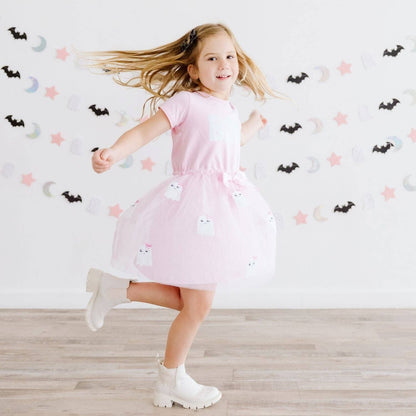 Sweet Wink - Boo Sequin Patch Halloween Short Sleeve Tutu Dress