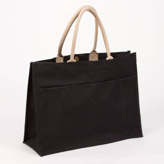 The Royal Standard - Jute Pocket Tote   Black   19x14x7.5