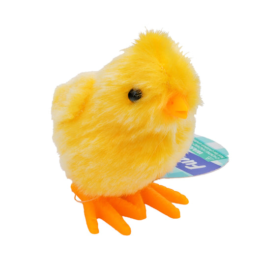 fuzzy yellow chick that winds up and hops along