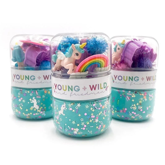 Young + Wild & Friedman - Unicorn Grab & Go Sensory Dough Jar