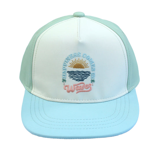 Cap with embroidered design on a white background