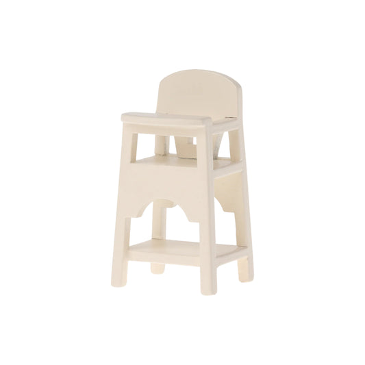 • Maileg high chair mouse off white miniature dollhouse furniture
• Mini off white wooden high chair for Maileg baby mice