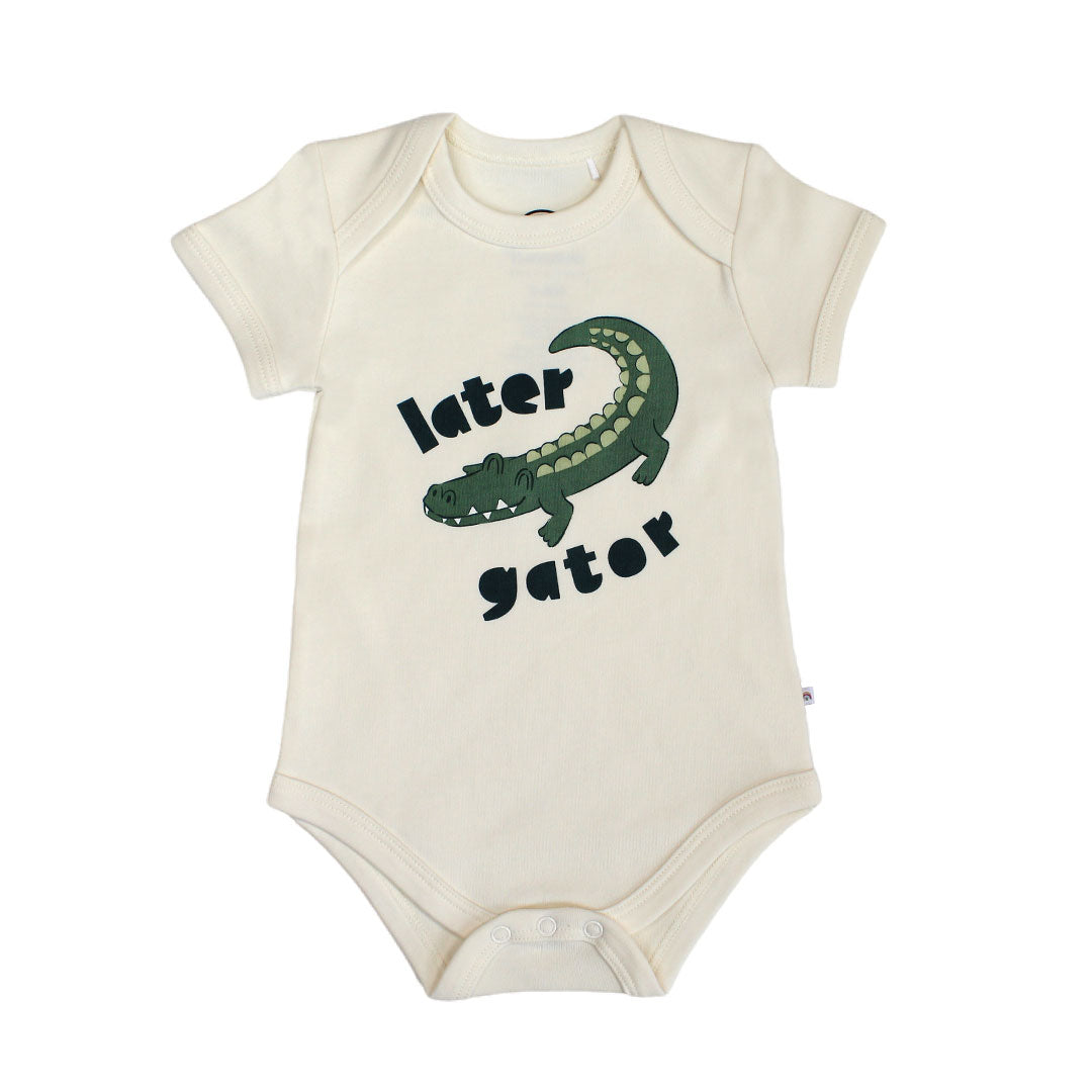 the "later gator" cotton bodysuit. this design says "later gator" with a alligator across it. 