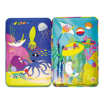 Two colorful children's book covers with underwater scenes featuring various sea creatures.