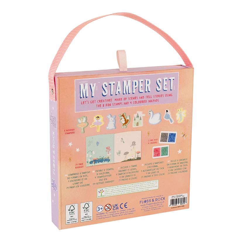 Box of 'My Stamper Set' with illustrations and text on a white background