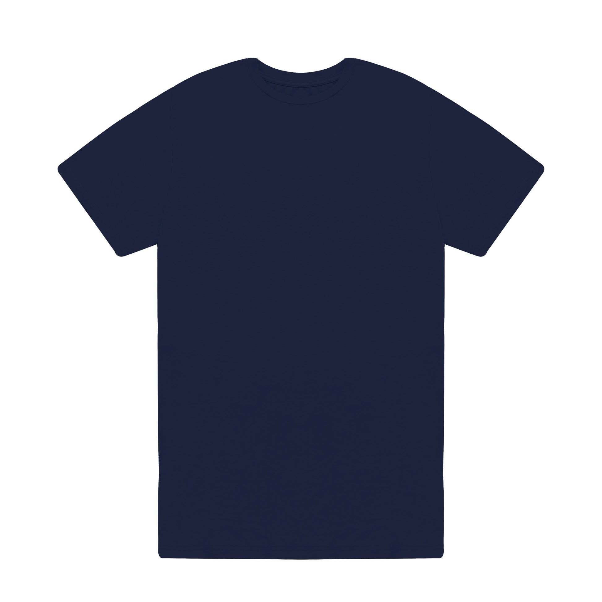 Plain navy blue t-shirt on a white background