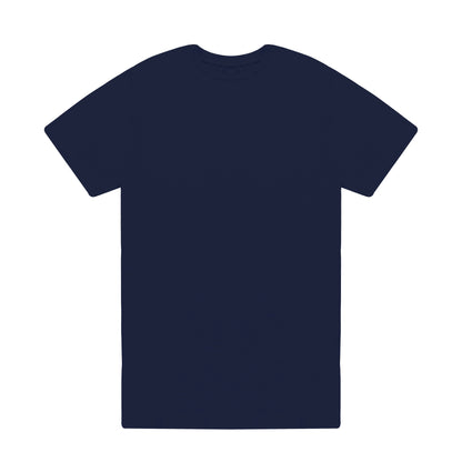 Plain navy blue t-shirt on a white background