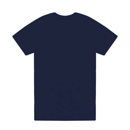 Plain navy blue t-shirt on a white background