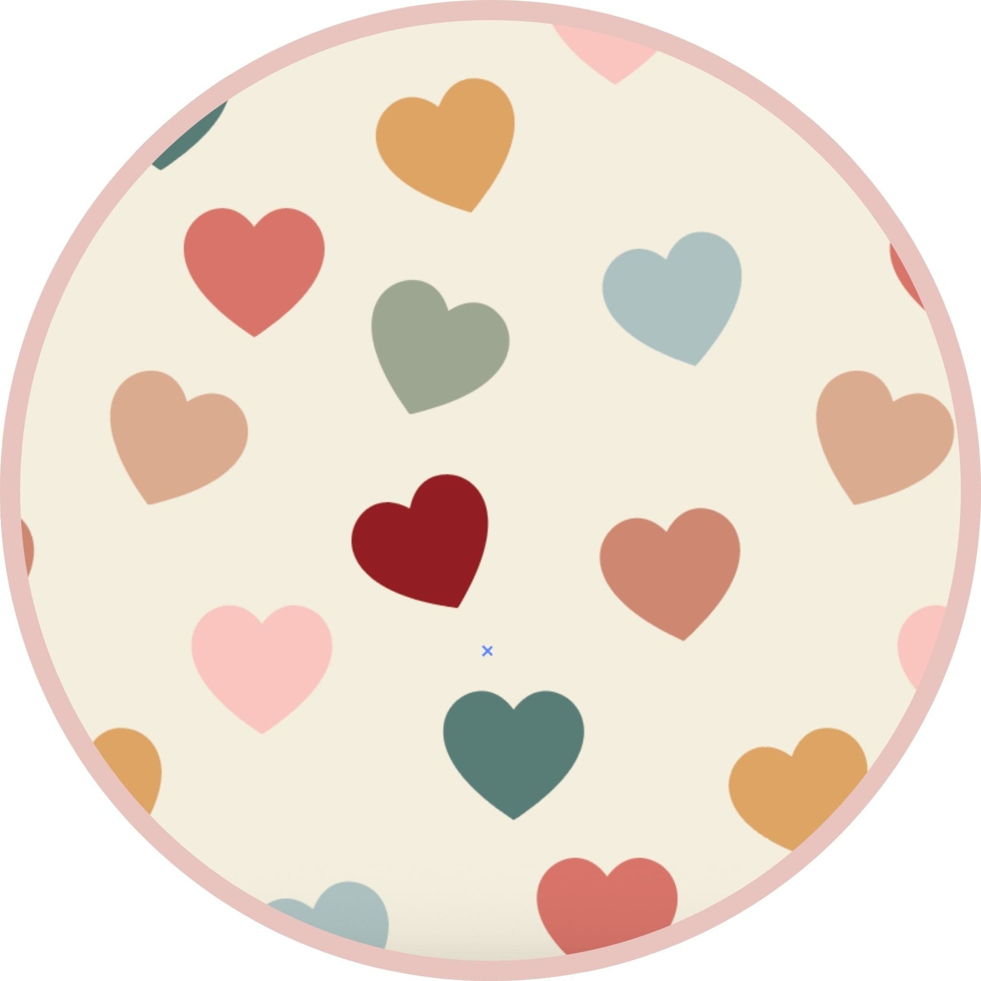 Rainbow Hearts print pattern on bamboo fabric.