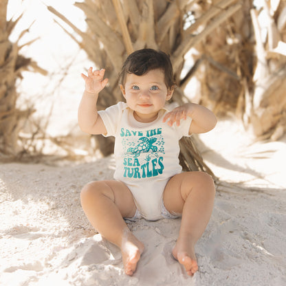 Save the Sea Turtles Cotton Baby Bodysuit