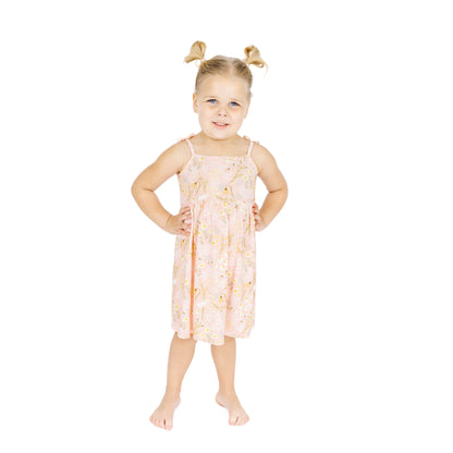 Toddler girl wearing Spring Meadow Bamboo Floral Sundress
