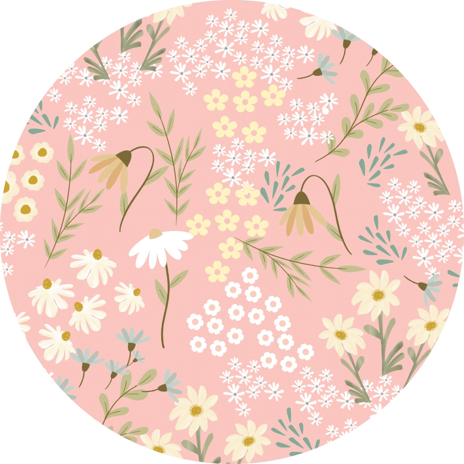 Round pink coaster with floral pattern