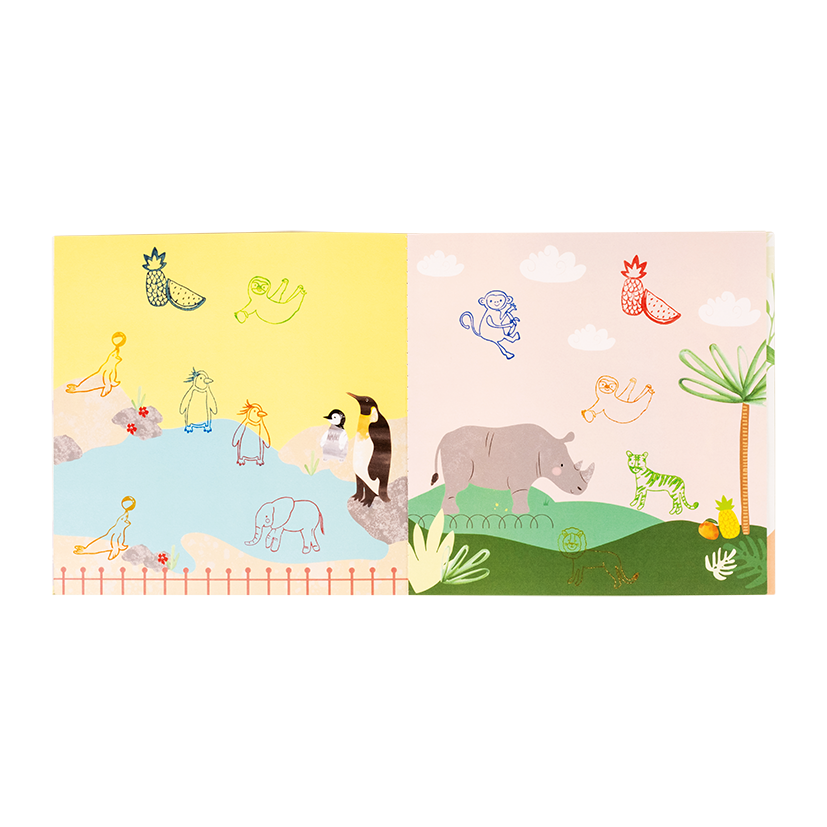 Two children's book covers with illustrations of animals on a white background