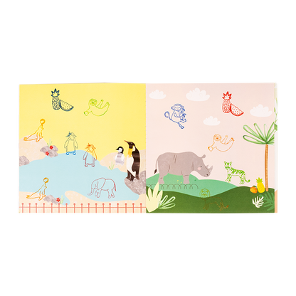 Two children's book covers with illustrations of animals on a white background