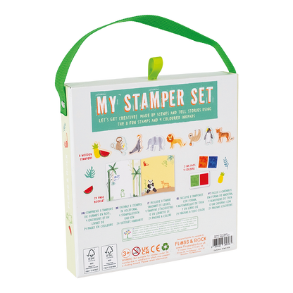 Box of 'My Stamper Set' with illustrations and text on a white background