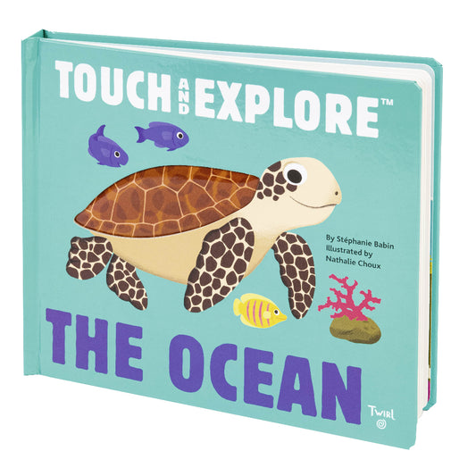 touch and explore ocean themed book with a sea turtle on the front cover