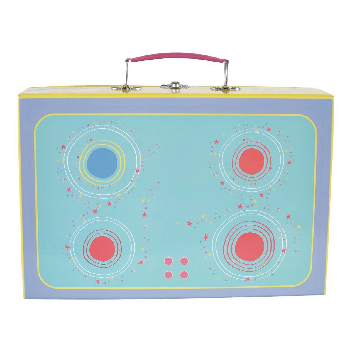 Rectangular box with a stove-like design on a white background